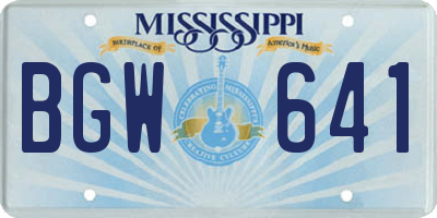 MS license plate BGW641