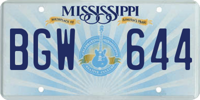 MS license plate BGW644