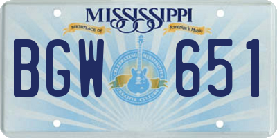 MS license plate BGW651