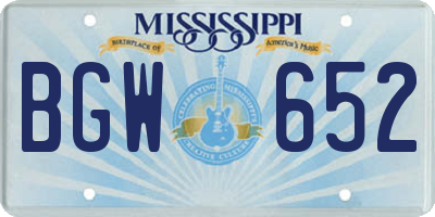 MS license plate BGW652