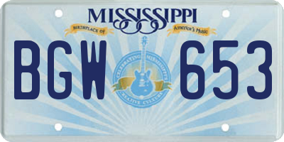 MS license plate BGW653