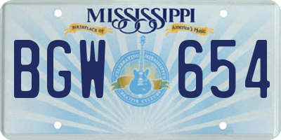 MS license plate BGW654