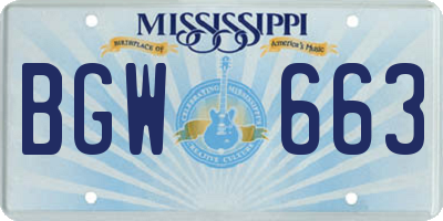 MS license plate BGW663