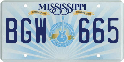 MS license plate BGW665