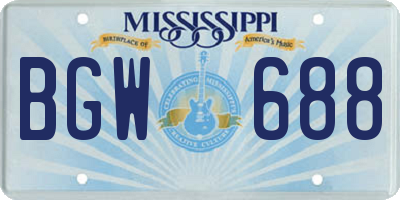 MS license plate BGW688