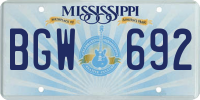 MS license plate BGW692