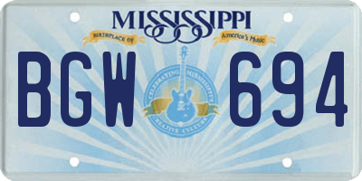 MS license plate BGW694