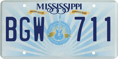 MS license plate BGW711