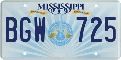MS license plate BGW725
