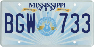 MS license plate BGW733