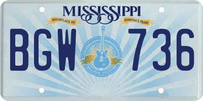 MS license plate BGW736