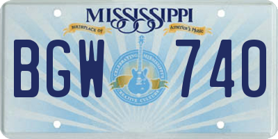 MS license plate BGW740
