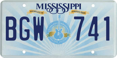 MS license plate BGW741