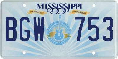 MS license plate BGW753