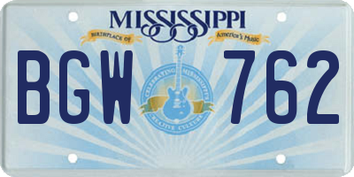 MS license plate BGW762
