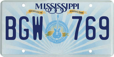 MS license plate BGW769