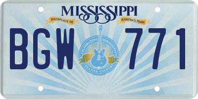 MS license plate BGW771