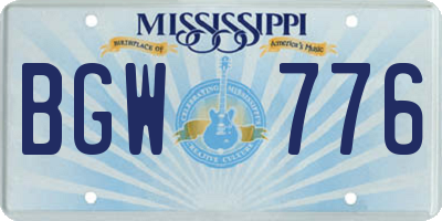 MS license plate BGW776