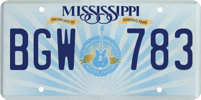 MS license plate BGW783