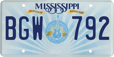 MS license plate BGW792