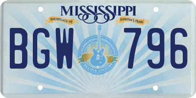 MS license plate BGW796