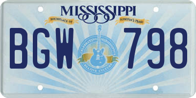 MS license plate BGW798