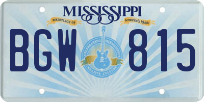 MS license plate BGW815