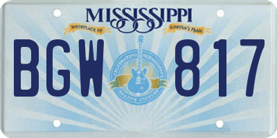 MS license plate BGW817