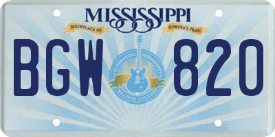 MS license plate BGW820