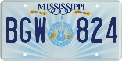 MS license plate BGW824