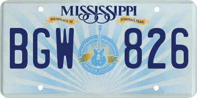 MS license plate BGW826