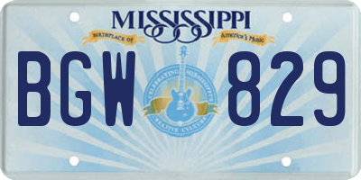 MS license plate BGW829