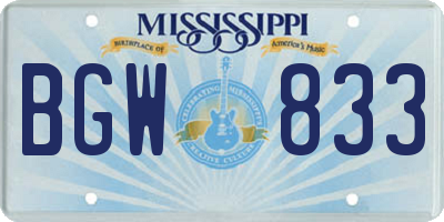 MS license plate BGW833