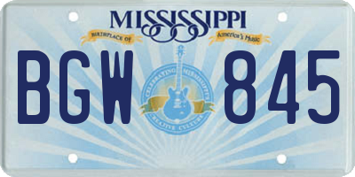 MS license plate BGW845