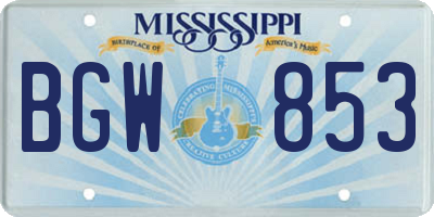 MS license plate BGW853