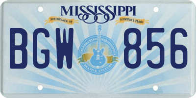 MS license plate BGW856
