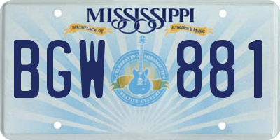 MS license plate BGW881
