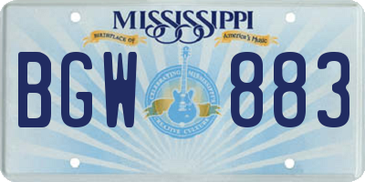 MS license plate BGW883
