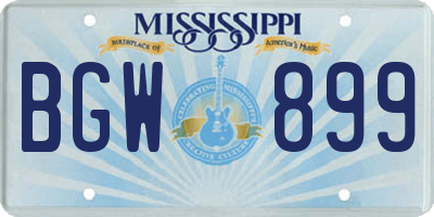 MS license plate BGW899