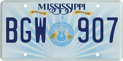 MS license plate BGW907