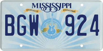 MS license plate BGW924