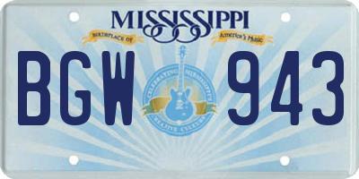 MS license plate BGW943
