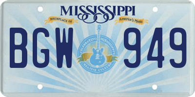 MS license plate BGW949