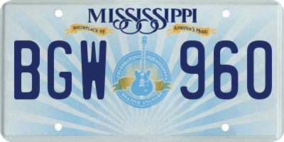MS license plate BGW960