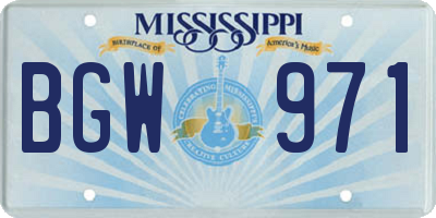 MS license plate BGW971