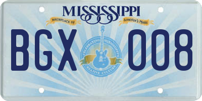 MS license plate BGX008