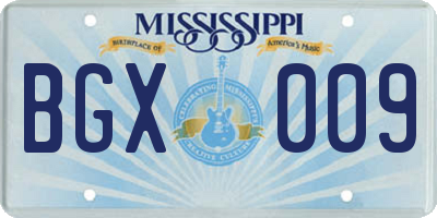 MS license plate BGX009