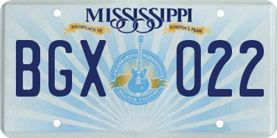 MS license plate BGX022