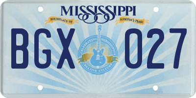 MS license plate BGX027