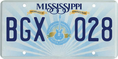 MS license plate BGX028